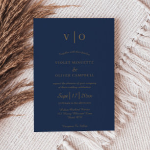 Modern minimalist   Guld Monogram Bröllop Inbjudningar