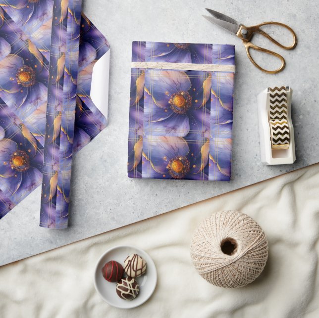 Modern minimalist guld- och lila bröllop  presentpapper (Hantverk)