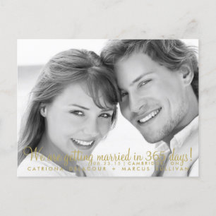 Modern minimalist guld Save the Date postkort II Meddelande Vykort