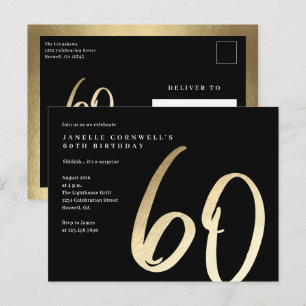 Modern minimalist guld typ 60-årsdag vykort