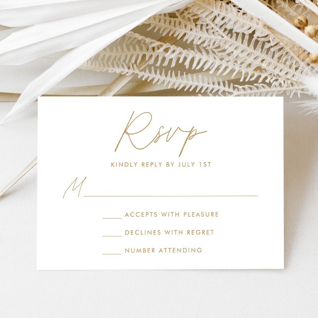 Modern minimalist guldmanus bröllop OSA kort (Skapare uppladdad)