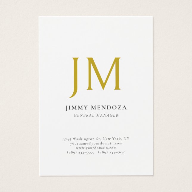Modern minimalist guldmonogram enkel profil kort (Framsidan)