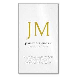 Modern minimalist guldmonogram enkel stilren magnetiska visitkort