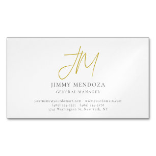 Modern minimalist guldmonogram enkel stilren magnetiska visitkort