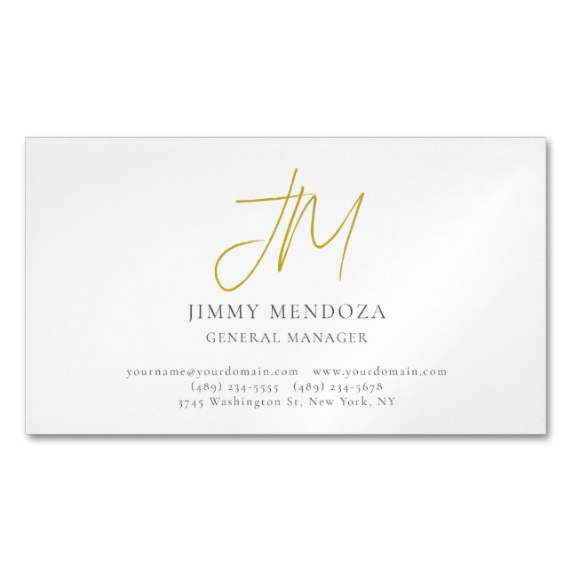 Modern minimalist guldmonogram enkel stilren magnetiska visitkort (Framsida)