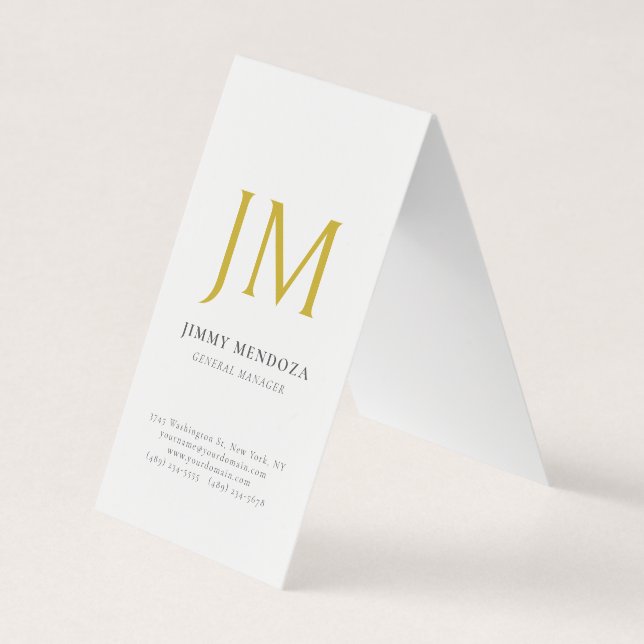 Modern minimalist guldmonogram enkel stilren visitkort (Framsida)