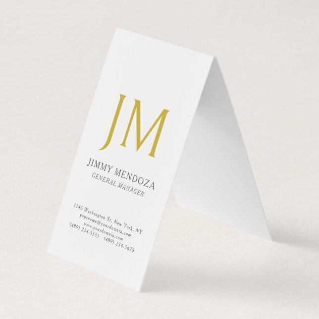 Modern minimalist guldmonogram enkel stilren visitkort (Framsida)