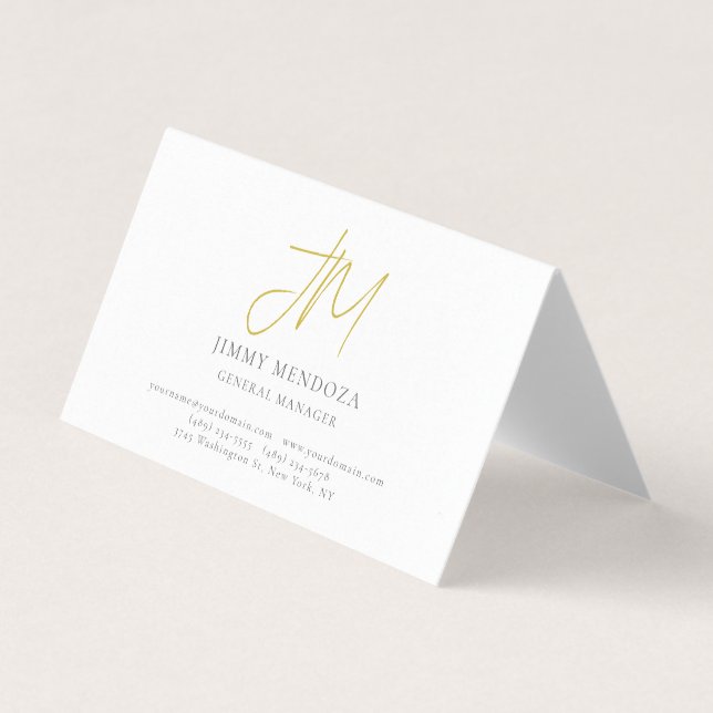 Modern minimalist guldmonogram lyx pärlor visitkort (Framsida)