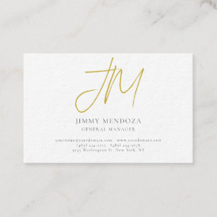 Modern minimalist guldmonogram lyx tjock visitkort