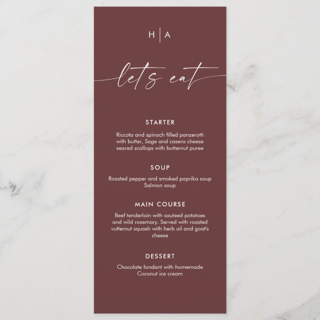 Modern Minimalist Handwriting Wedding Dinner  Meny (Framsida)