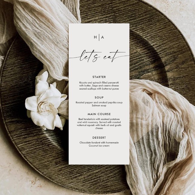 Modern Minimalist Handwriting Wedding Dinner  Meny (Skapare uppladdad)