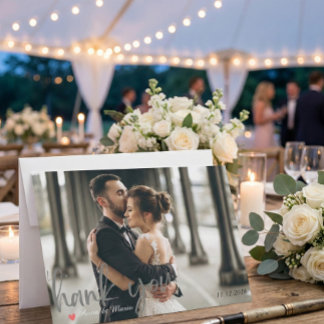 Modern Minimalist Handwritten Script Photo Wedding Tack Kort