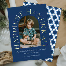 Modern minimalist Happiest Hanukkah Arc Photo Foil