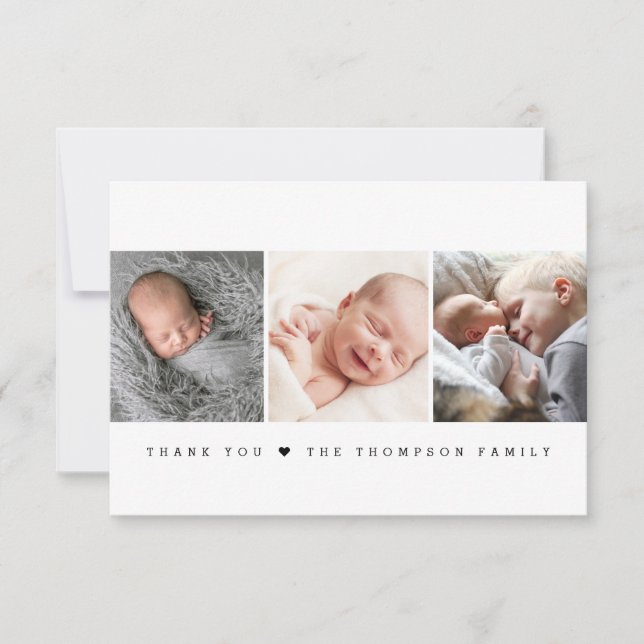 Modern Minimalist heart Newborn Photo Collage  Tack Kort (Framsida)