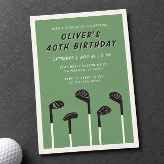 Modern minimalist herrklänning golf 40-årsdag inbjudningar