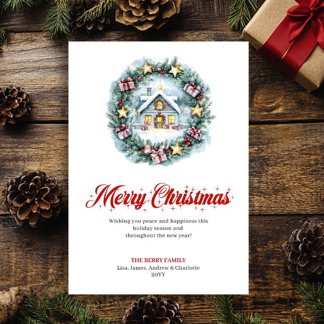 Modern Minimalist Holiday Scene Greeting Card Julkort (Modern Minimalist Holiday Scene Greeting Card)