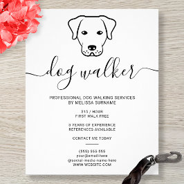 Modern Minimalist Hund Line Art Design - Dog Walke Flygblad