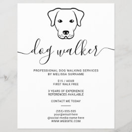 Modern minimalist hund linjedesign - Hundpromenad Reklamblad