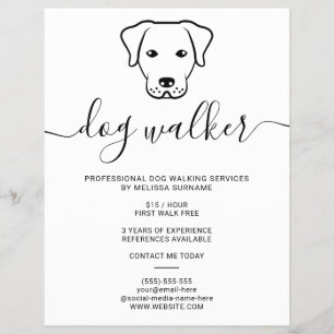 Modern minimalist hund linjedesign - Hundpromenad Reklamblad