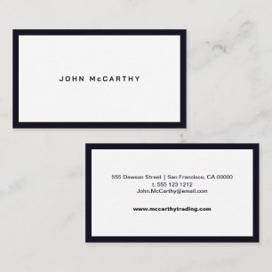 Modern minimalist indigo blå kant professionell visitkort