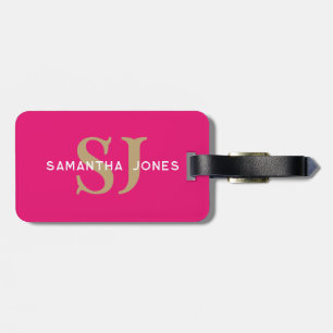 Modern Minimalist Initialer Shock rosa Monogrammed Bagagebricka