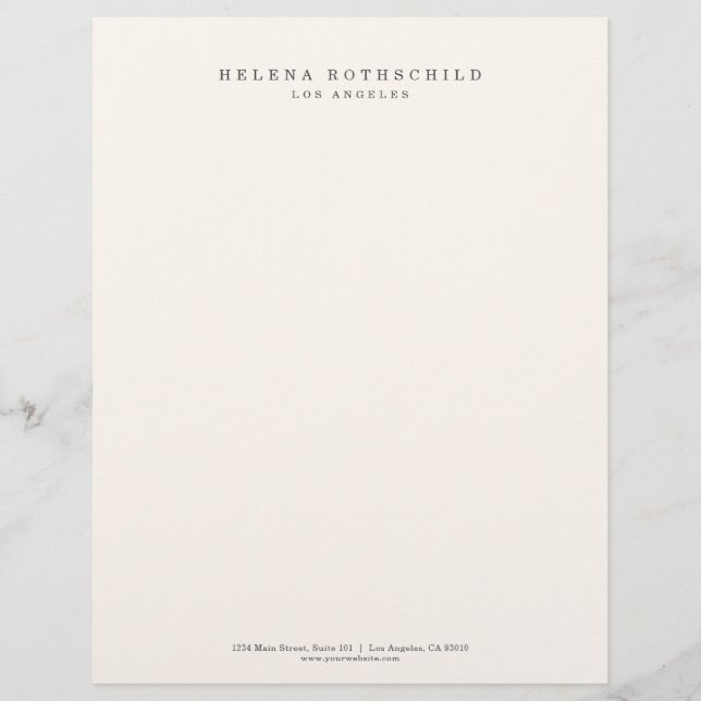 Modern Minimalist Ivory Professional Business Brevhuvud (Framsida)