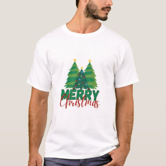 Modern minimalist julgran mönster t-shirt