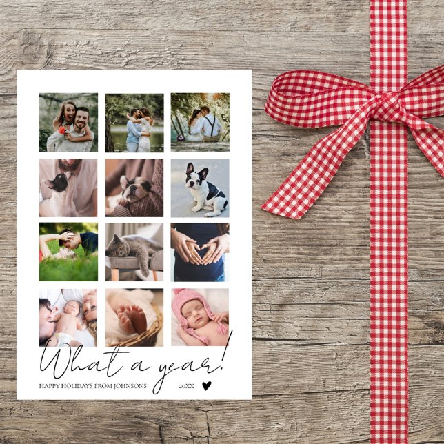 Modern Minimalist Julsk Foto Collage Julkort (Skapare uppladdad)