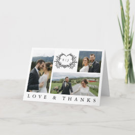 Modern minimalist kalligrafi vapensköldsmonogram f tack kort