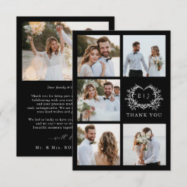 Modern minimalist kalligrafi vapensköldsmonogram f tack kort