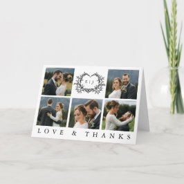 Modern minimalist kalligrafi vapensköldsmonogram f tack kort