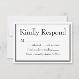 Modern minimalist kant svart och vit RSVP-kort Tack Kort