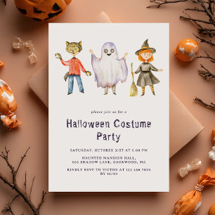 Modern minimalist Kids Halloween Costume Party Inbjudningar