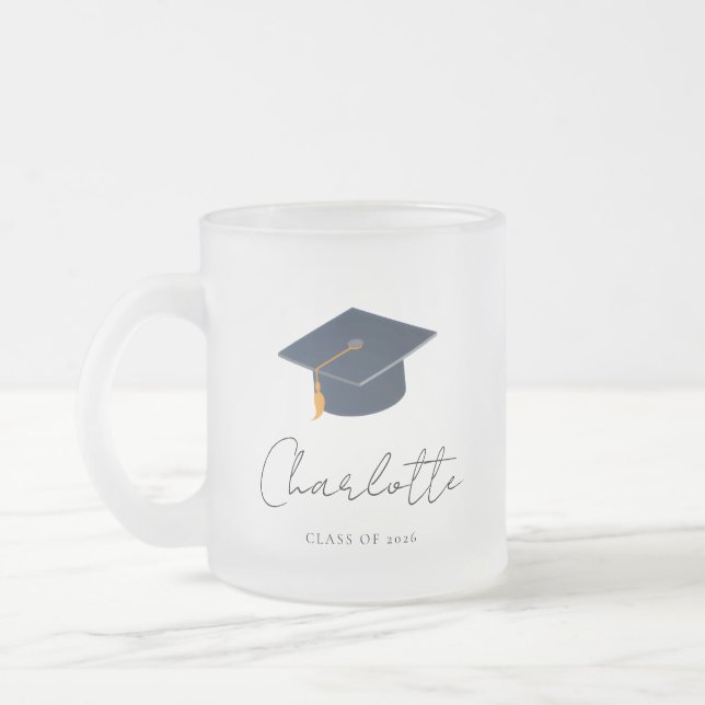 Modern minimalist klass 2026 examen hatt frostad glasmugg (Vänster)