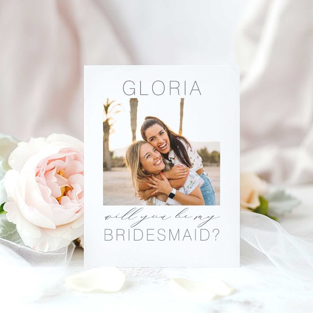 Modern minimalist kommer att bli min bridesmaifoto (Photo bridesmaid proposal invitation)
