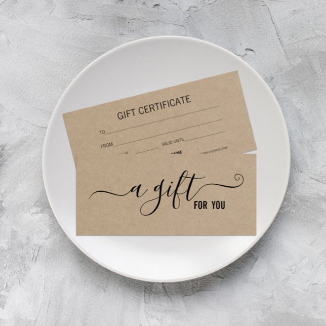 Modern Minimalist Kraft Gift-certifikat Reklamkort (Skapare uppladdad)