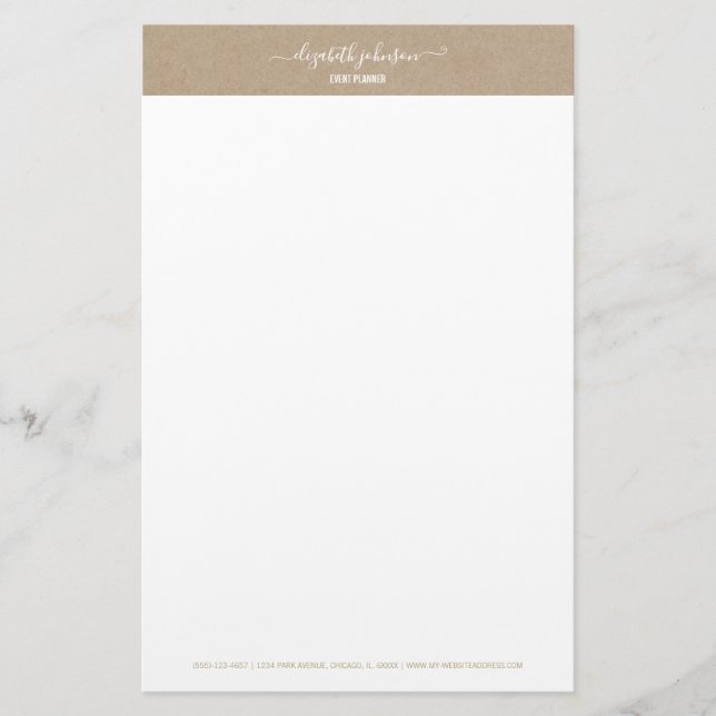 Modern minimalist Kraft Office Stationery Brevpapper (Framsida)