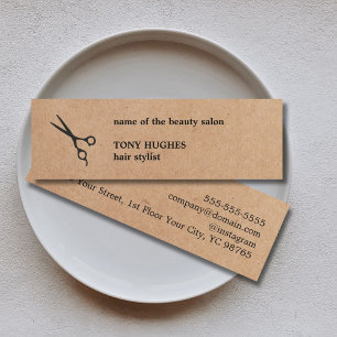 Modern minimalist Kraft Papper Black Hair Stylist Mini Visitkort