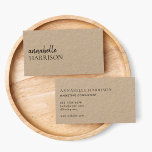 Modern minimalist | Kraft Rustic Snyggt Script Visitkort<br><div class="desc">Enkel utformning av affärskortet i snyggten i modern typografi som luddar ett handskrivet skriptteckensnitt för elegant. Den rena minimalistiska utformningen är elegant och rustik i en enkel svart på premiumkraftens papper. Namn, titel och kontaktuppgifter kan enkelt vara personlig för en unik och professionell design för påstående som kan främja ditt...</div>