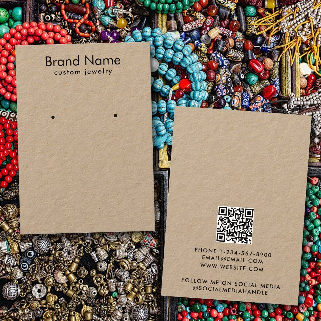 Modern minimalist kraft smyckeskort för visning visitkort (Modern Minimalist Kraft Jewelry Display Card)