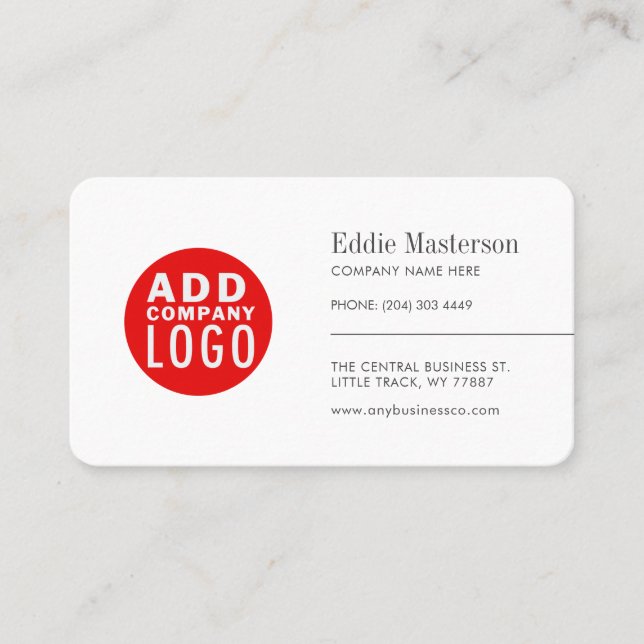 Modern Minimalist Lägg Till Din Logotyp Visitkort (Framsida)