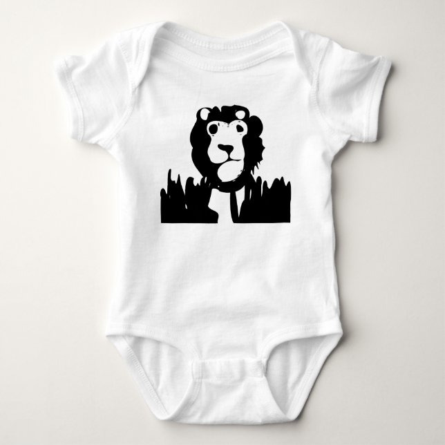Modern minimalist lejon siluett baby bodysuit t shirt (Framsida)
