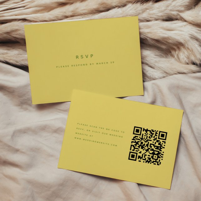 Modern minimalist lemon gul bröllops QR-kod OSA Kort (Skapare uppladdad)