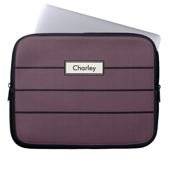 Modern minimalist lila anpassat namn med monogram laptop fodral (Framsidan)