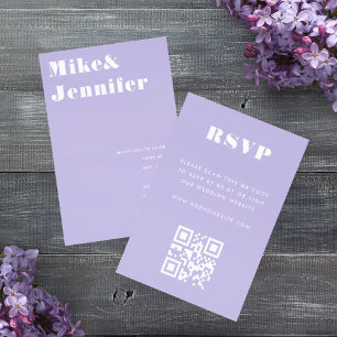 Modern minimalist lila lavendel Qr-kod RSVP Inbjudningar