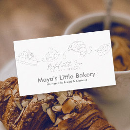 Modern Minimalist Line Art Bakery Pastry Chef Visitkort