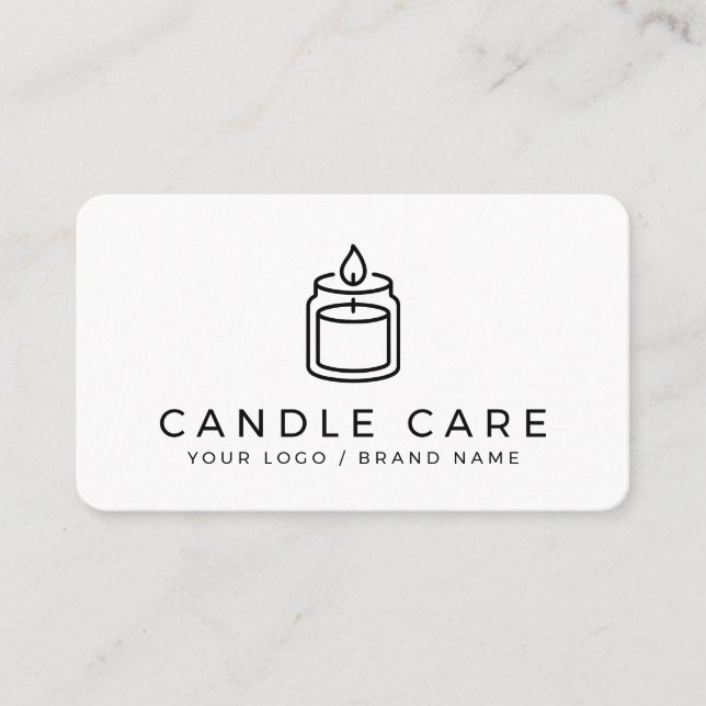 Modern Minimalist Line Art Candle Care Instruction Visitkort (Framsida)