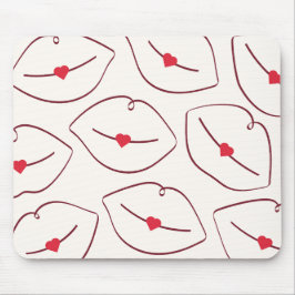 Modern Minimalist Line Art Lips Cherry Red Musmatta
