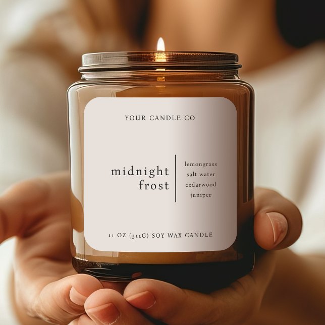 Modern minimalist ljusstickpackagingetikett beige fyrkantigt klistermärke (Skapare uppladdad)