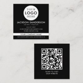 Modern Minimalist Logo Professional Black White Fyrkantigt Visitkort